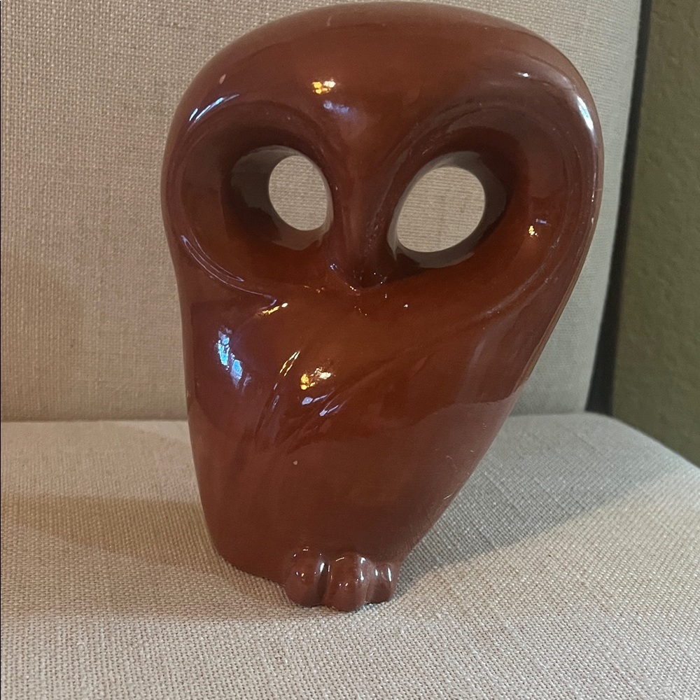 Brown Ceramic Owl Sculpture